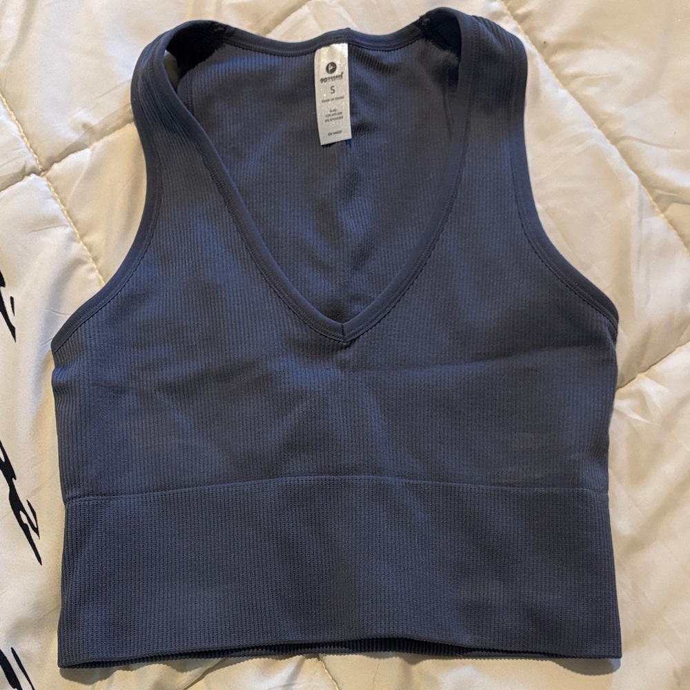 90 Degree By Reflex Navy Ribbed Top